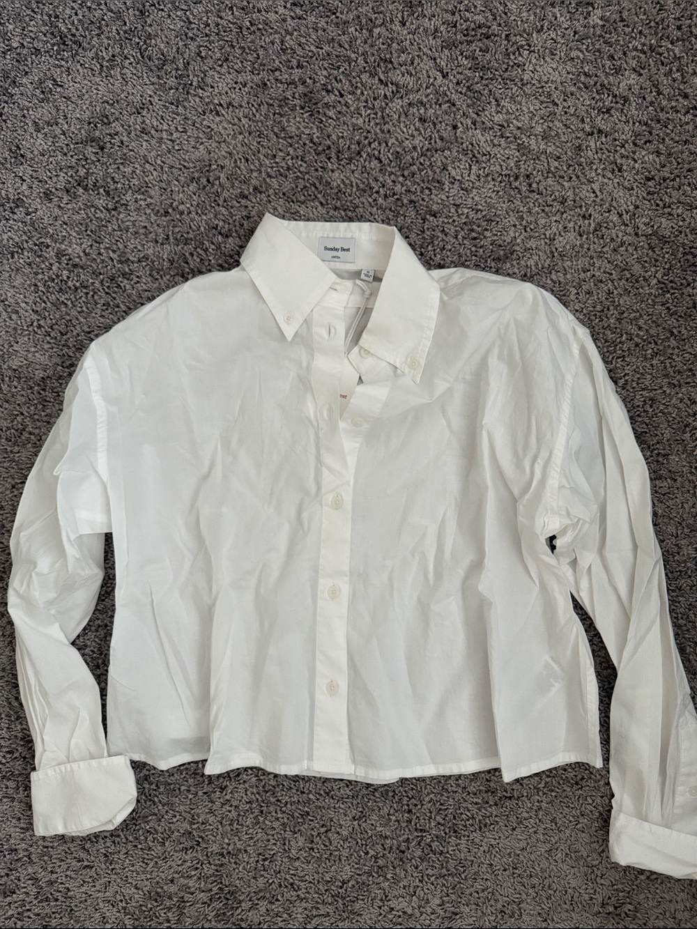 Aritzia White Cropped Button-Up Shirt